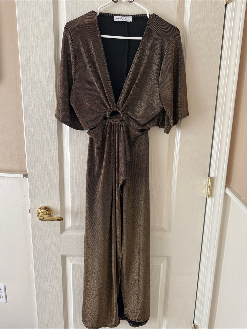 Petal & Pup Metallic Bronze Ring-Front Dress